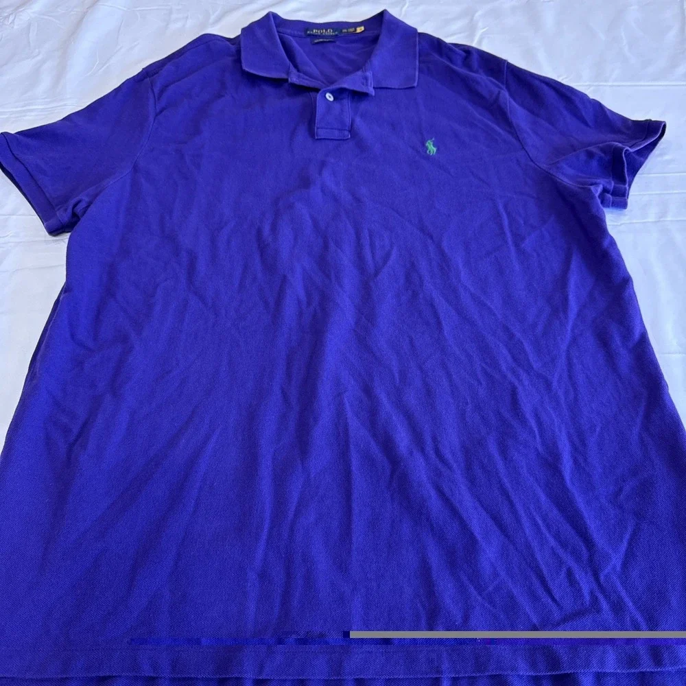 Polo by Ralph Lauren Men's Short Sleeve Polo Shirt Purple 2XL Slim Fit Pony Logo